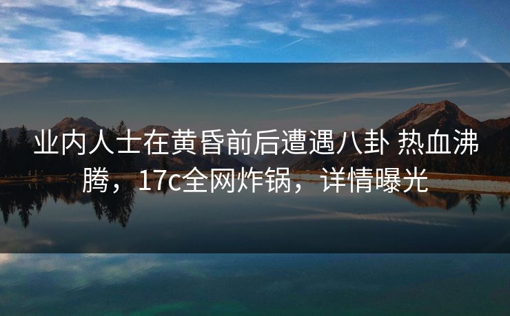 业内人士在黄昏前后遭遇八卦 热血沸腾，17c全网炸锅，详情曝光