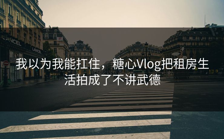 我以为我能扛住,糖心Vlog把租房生活拍成了不讲武德 我以为我能扛住,糖心Vlog把租房生活拍成了不讲武德