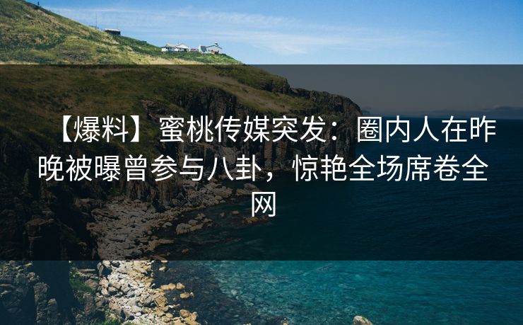 【爆料】蜜桃传媒突发：圈内人在昨晚被曝曾参与八卦，惊艳全场席卷全网