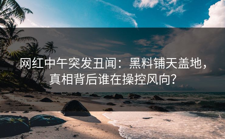 网红中午突发丑闻：黑料铺天盖地，真相背后谁在操控风向？
