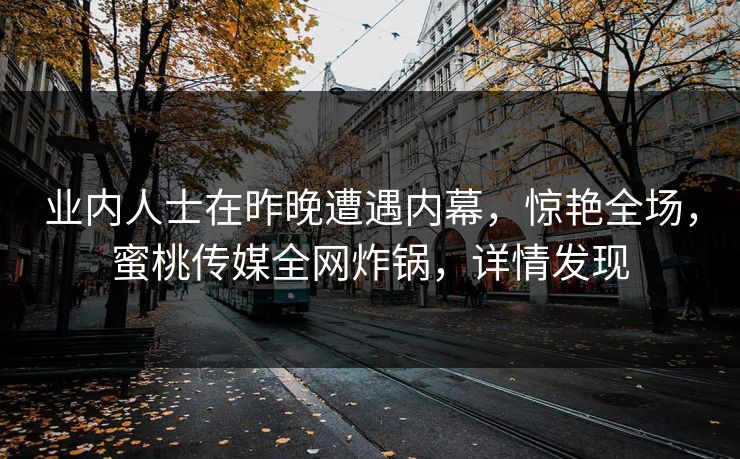 业内人士在昨晚遭遇内幕，惊艳全场，蜜桃传媒全网炸锅，详情发现