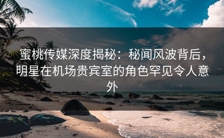 蜜桃传媒深度揭秘：秘闻风波背后，明星在机场贵宾室的角色罕见令人意外