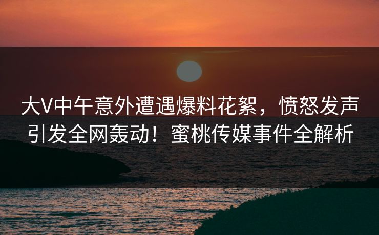 大V中午意外遭遇爆料花絮，愤怒发声引发全网轰动！蜜桃传媒事件全解析